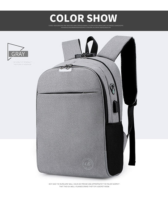 Backpack-RFID, Anti-theft, Security Lock, Smart, Usb Charging, Lightweight- 15.6- inch Laptop Backpack with 5 color options. Grey Color show.