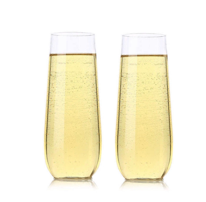 Stemless Champagne Flutes Set of 4, 12 oz- Shatterproof, 100% Tritan Plastic, BPA Free, Dishwasher Safe