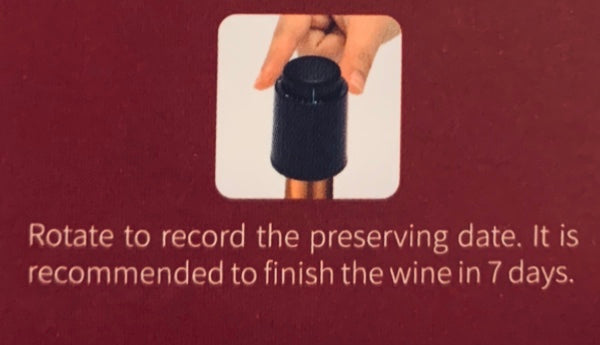 Wine Stopper Rubber Seal with Time Scale - Reusable. Perfect for home, bar and restaurants. Step 3 using the wine stopper.
