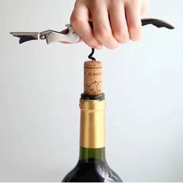 Waiter's Stainless Steel Corkscrew. Heavy Duty, Double-hinged Multi-tool and Portable. Easy on the hand.!