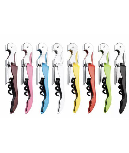 Waiter's Stainless Steel Corkscrew. Heavy Duty, Double-hinged Multi-tool and Portable. Easy to use! 5 color options.