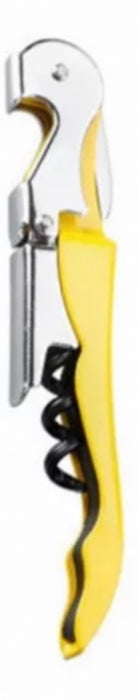 Waiter's Stainless Steel Corkscrew. Heavy Duty, Double-hinged Multi-tool and Portable. Easy to use! yellow color.