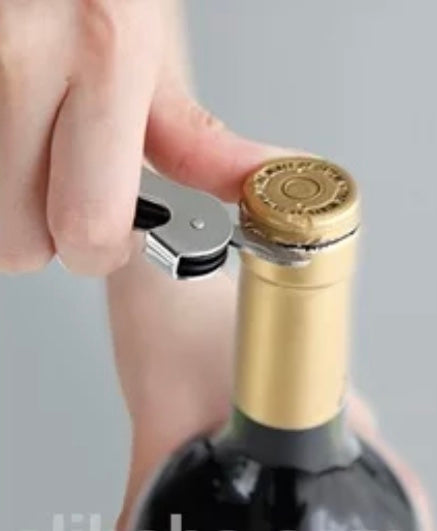Waiter's Stainless Steel Corkscrew. Heavy Duty, Double-hinged Multi-tool and Portable. Easy to use bottle opener.