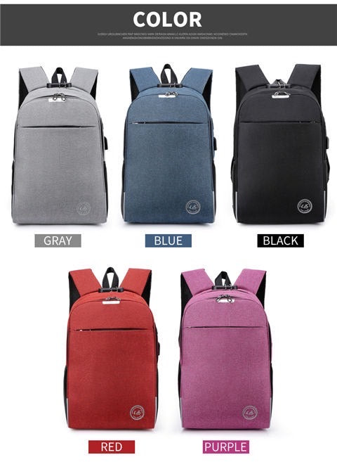Backpack-RFID, Anti-theft, Security Lock, Smart, Usb Charging, Lightweight- 15.6- inch Laptop Backpack with 5 color options. Get yours today!