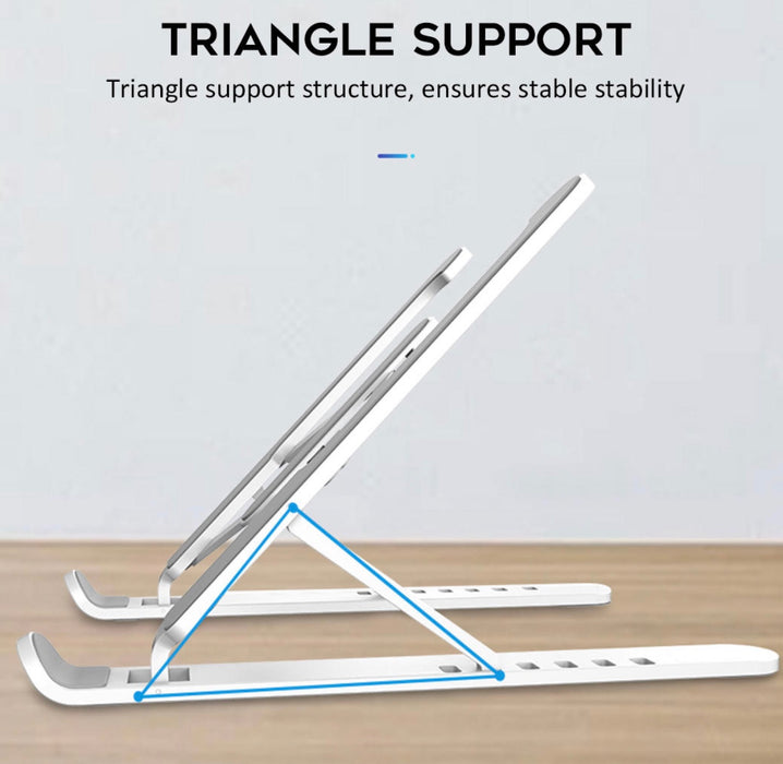 Laptop Stand- 3 colors - Supports Up to 17-inch Screen, Six Level Adjustment, Foldable and Portable! Notice Triangular Support.