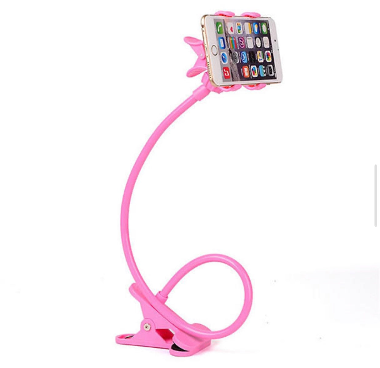Phone Holder Adjustable Gooseneck 360 Degrees Rotation Flexible to adjust the position at an ideal distance and comfortable angle for easy viewing. Rose Pink. Pink.
