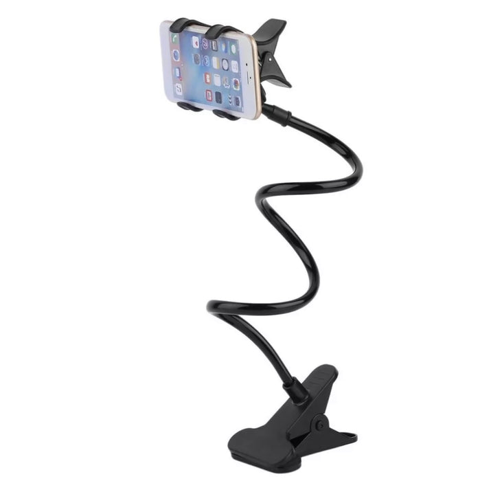Phone Holder Adjustable Gooseneck 360 Degrees Rotation Flexible to adjust the position at an ideal distance and comfortable angle for easy viewing. Charm Black. Black.