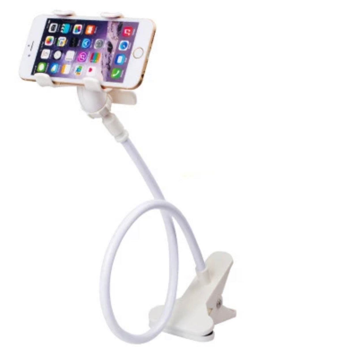 Phone Holder Adjustable Gooseneck 360 Degrees Rotation Flexible to adjust the position at an ideal distance and comfortable angle for easy viewing. Ivory.