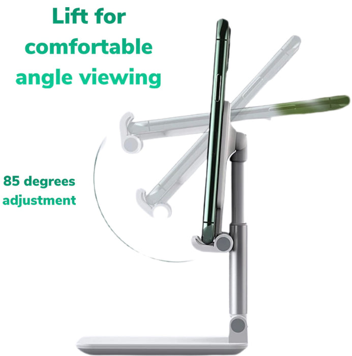 Phone/Tablet Holder Telescopic Cradle with Adjustable Base - Tilt it at will for easy viewing!