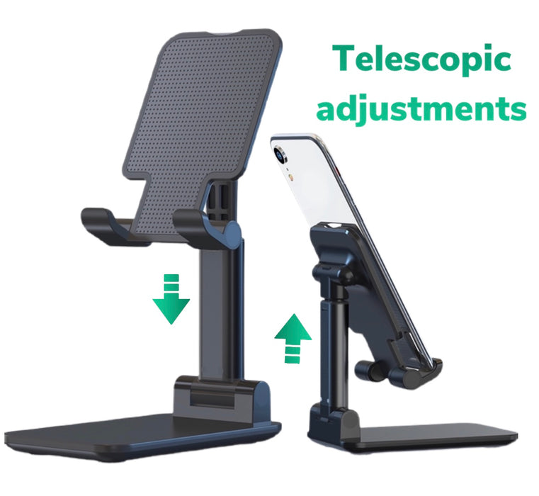 Phone/Tablet Holder Telescopic Cradle with Adjustable Base - Notice the Adjustable design.
