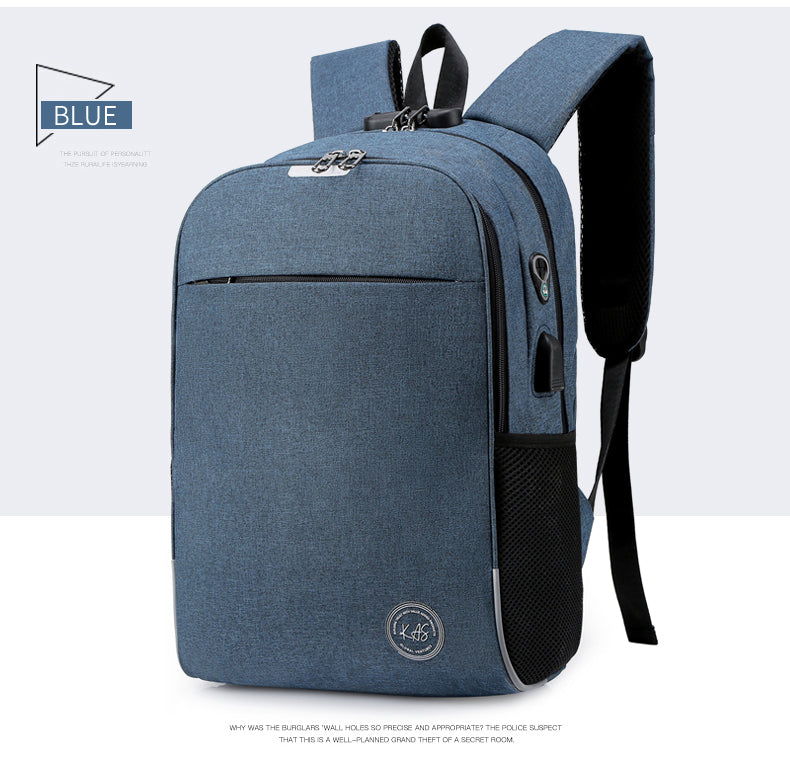 Backpack-RFID, Anti-theft, Security Lock, Smart, Usb Charging, Lightweight- 15.6- inch Laptop Backpack with 5 color options. Navy Blue Color Show.