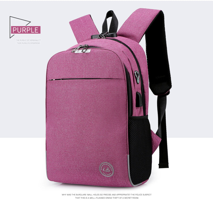 Backpack-RFID, Anti-theft, Security Lock, Smart, Usb Charging, Lightweight- 15.6- inch Laptop Backpack with 5 color options. Purple (More of a Salmon Pink Color)